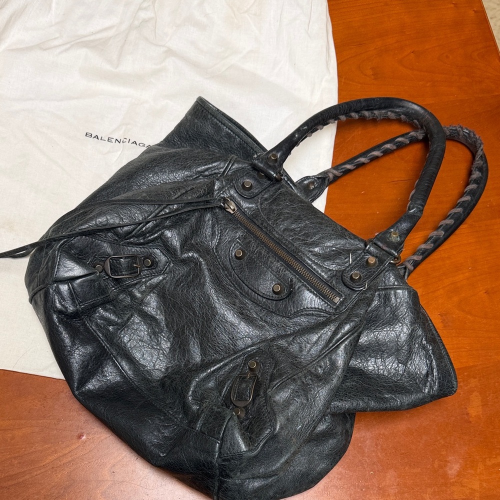 Balenciaga Black Textured Tote Bag